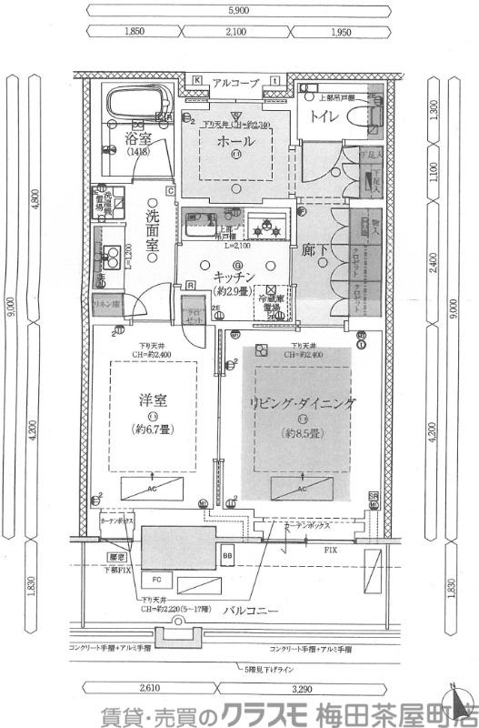 グラングリーン大阪 THE ノース RESIDENCE(1LDK/15階)の間取り写真