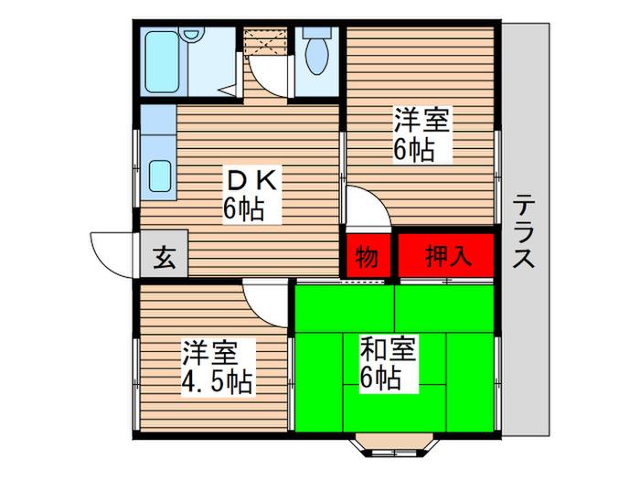 ファミーユ初石(3DK/2階)の間取り写真