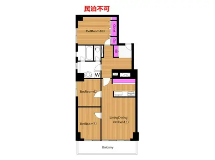 大永初台マンション ビンテージマンション 3LDK WZD(3LDK/4階)の間取り写真