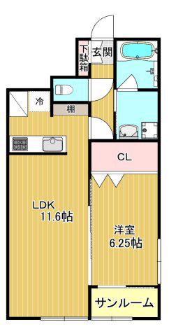 ル・グラン(1LDK/1階)の間取り写真