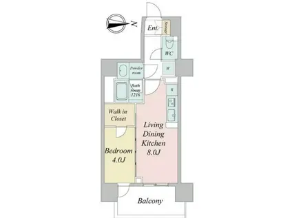 グランカーサ一番町(1LDK/12階)の間取り写真