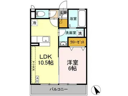カーサ YS(1LDK/2階)の間取り写真