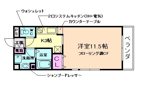 コージィコート桜井(1K/2階)の間取り写真