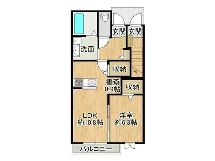 うずら野アパートA棟(1LDK/1階)の間取り写真