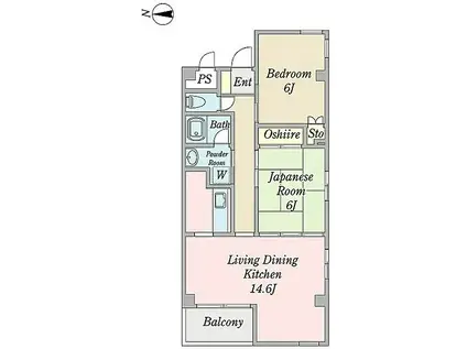 K-HOUSE(2LDK/4階)の間取り写真