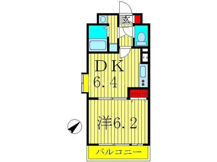 クレール柏(1DK/2階)の間取り写真