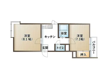 サンプリティ(2K/1階)の間取り写真