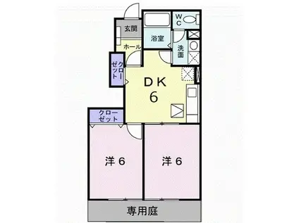 リュミエール・KB(2DK/1階)の間取り写真