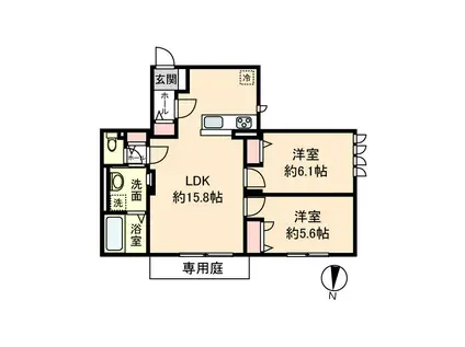 DEMEUR CRECIAI(2LDK/1階)の間取り写真