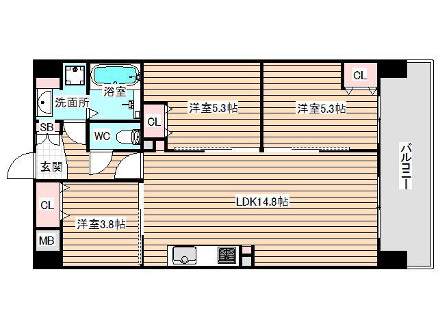 ALIVIS野田阪神(3LDK/4階)の間取り写真