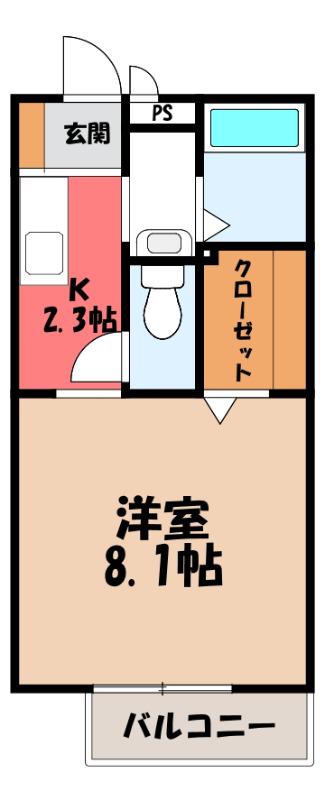 パナステージ四季の郷 E棟(1K/1階)の間取り写真