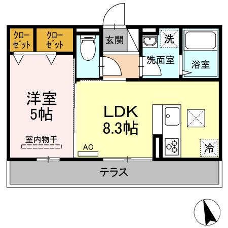 ニュー竜操(1LDK/1階)の間取り写真