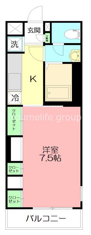 リブリ・厚木旭町(1K/1階)の間取り写真