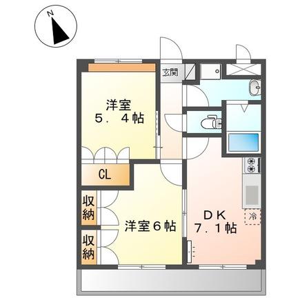 グリーンヒルズ曙(2DK/4階)の間取り写真