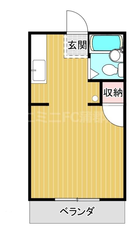 ジュネス 三ヶ根(ワンルーム/2階)の間取り写真