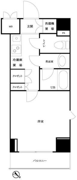 ルーブル三田(1K/8階)の間取り写真