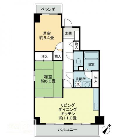 エスポワール辻(2LDK/5階)の間取り写真