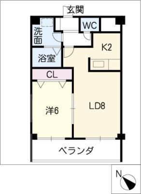 パルテール覚王山(1LDK/2階)の間取り写真