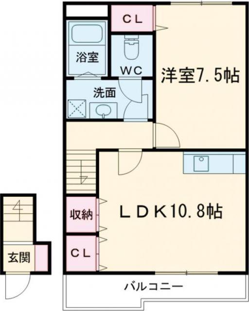 ハイステージIS(1LDK/2階)の間取り写真