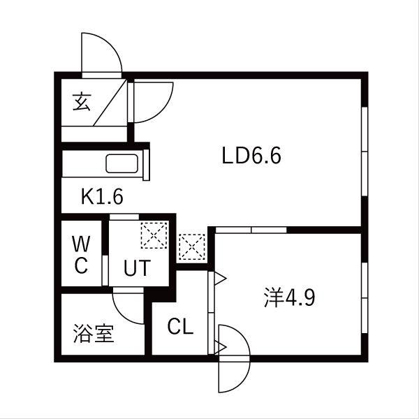 SENSAI-ATSBETSU厚別(1LDK/1階)の間取り写真