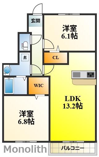 アルミック山荘C棟(2LDK/1階)の間取り写真
