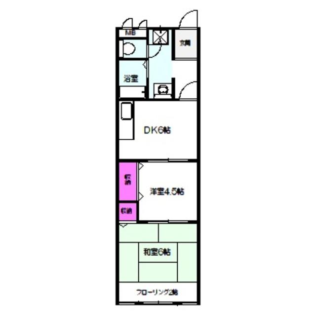 アサヒマンション(2DK/2階)の間取り写真