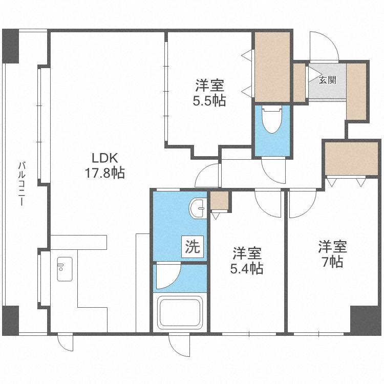 ラ・クラッセ札幌ステーションフロント(3LDK/10階)の間取り写真