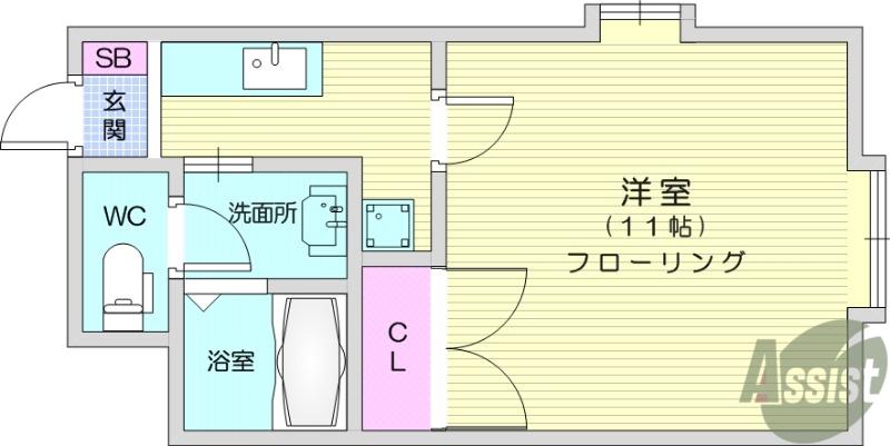 ラボーテ栄(1K/1階)の間取り写真