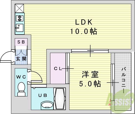 シャトル2(1LDK/2階)の間取り写真