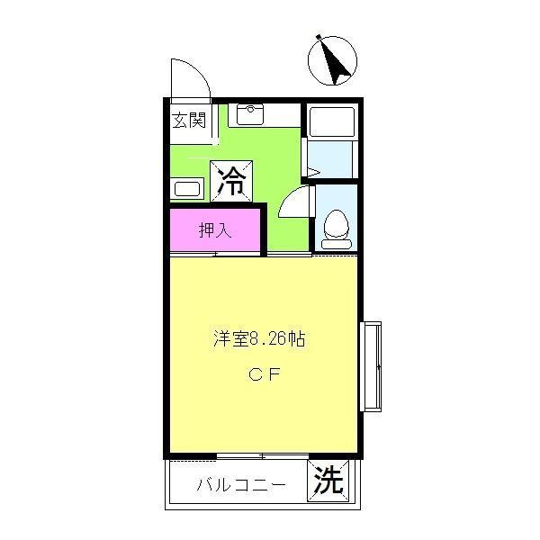 ふじおかハイツ(1K/2階)の間取り写真