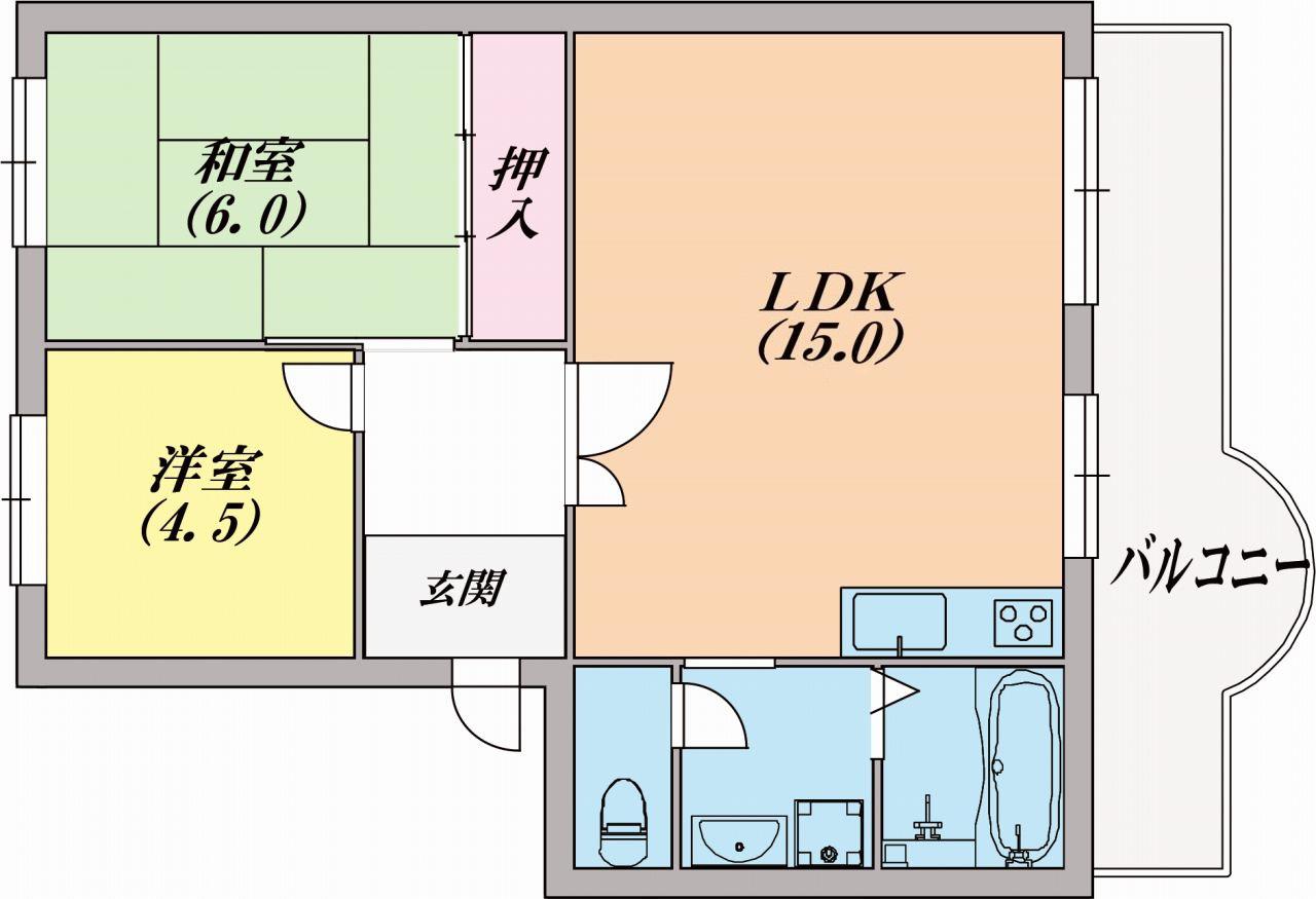 メゾン北鈴(2LDK/5階)の間取り写真