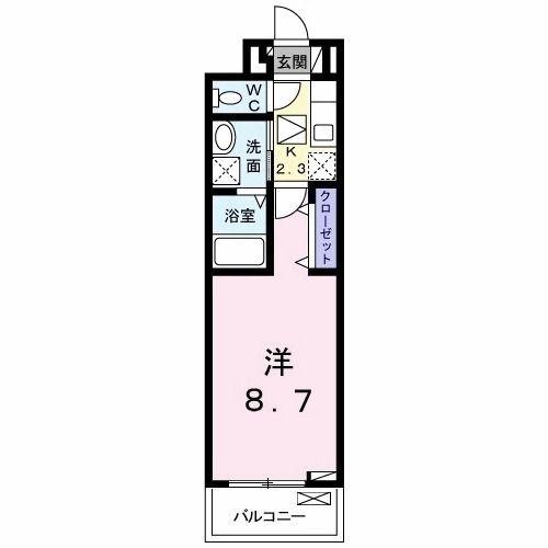 YSアビタシオン青柳(1K/1階)の間取り写真