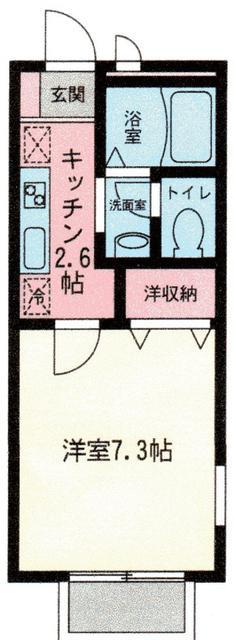 パークハートⅠ(1K/1階)の間取り写真