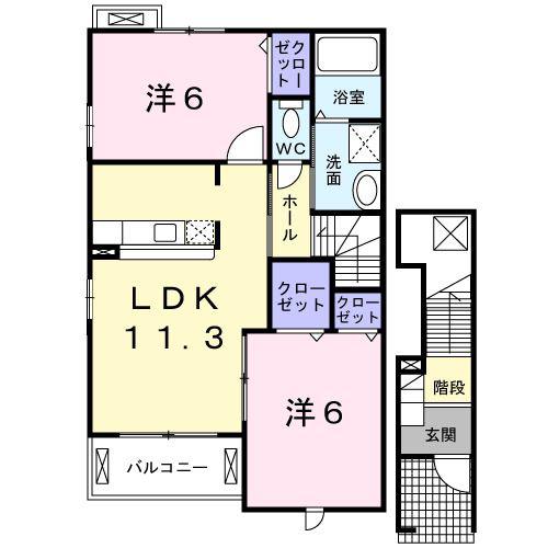 サンプライム(2LDK/2階)の間取り写真