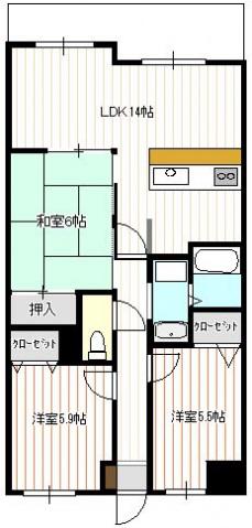 PHALEX(3LDK/9階)の間取り写真