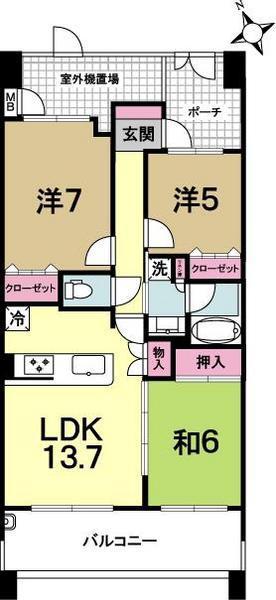 シーズガーデン水戸三の丸(3LDK/2階)の間取り写真