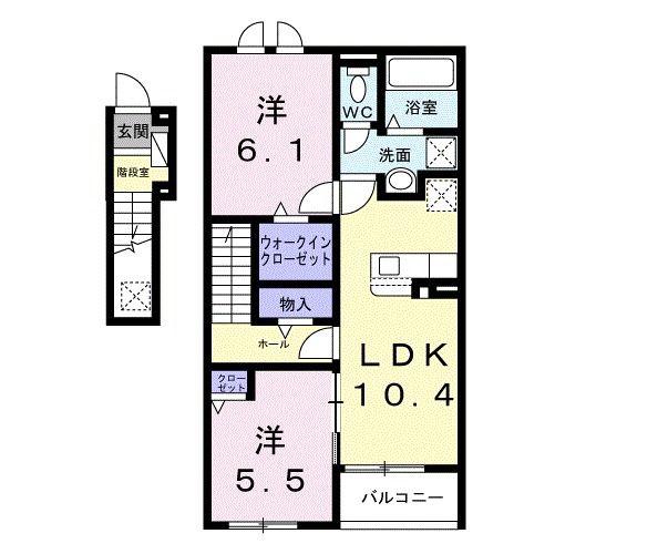 グリーンハイツ加茂I(2LDK/2階)の間取り写真