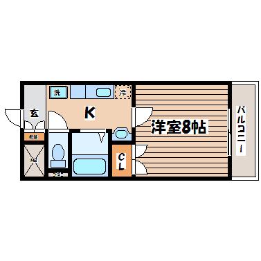 グランドール弐番館(1K/2階)の間取り写真