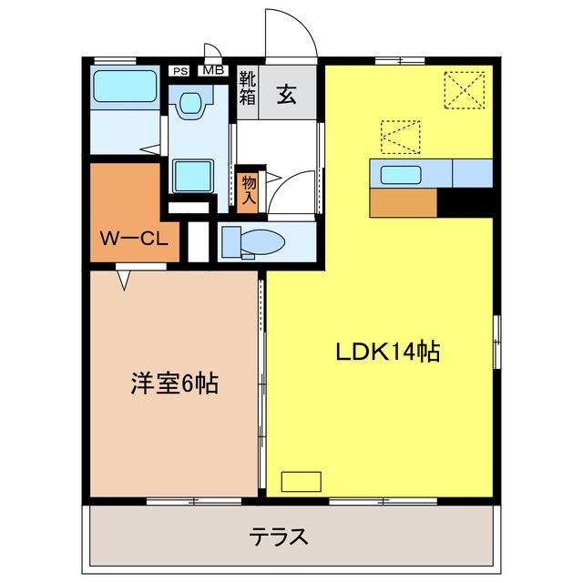 CASA・L(1LDK/1階)の間取り写真
