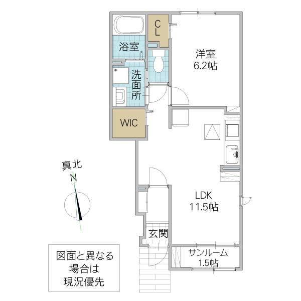ソールオリエンス(1LDK/1階)の間取り写真