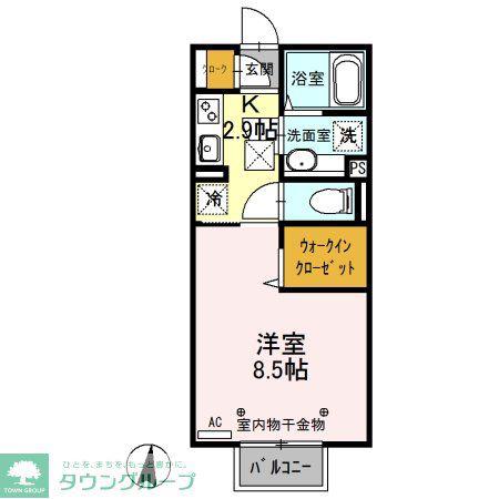 HEALINGROVE N(1K/1階)の間取り写真