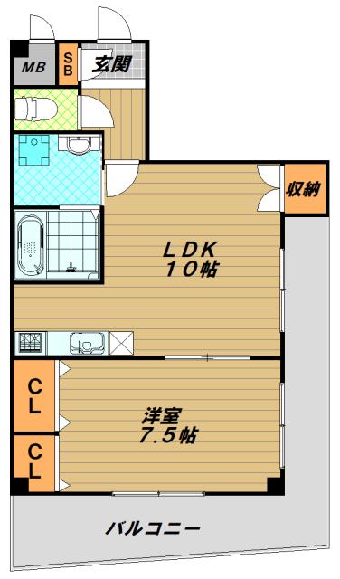 中西駅前ビル(1LDK/6階)の間取り写真