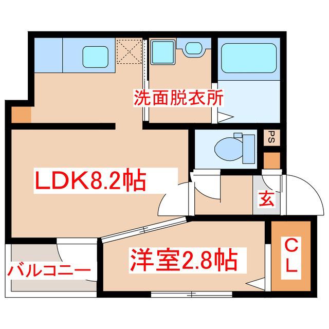 アルカディア谷山中央(1LDK/5階)の間取り写真