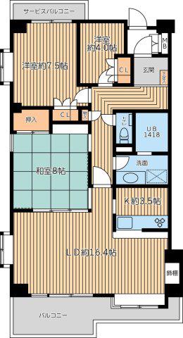 HF田無レジデンス(3LDK/6階)の間取り写真
