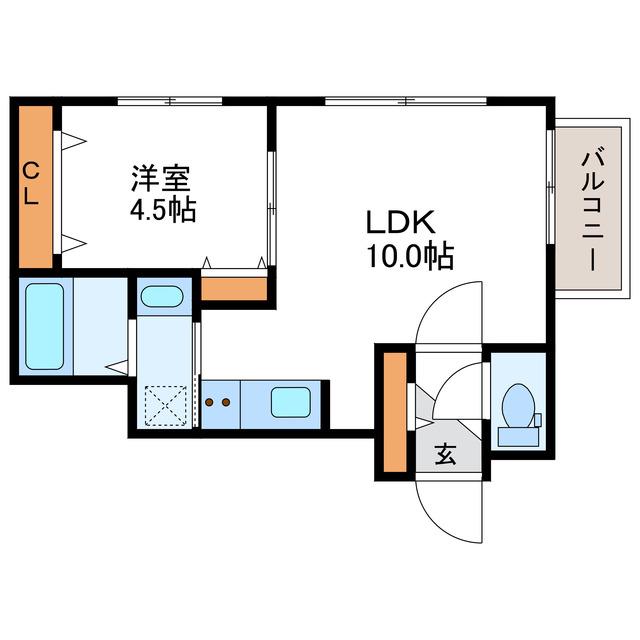 HGS ノース23 エイチジーエス ノース23(1LDK/3階)の間取り写真