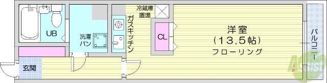 エスパシオ大町Ⅱ(ワンルーム/4階)の間取り写真
