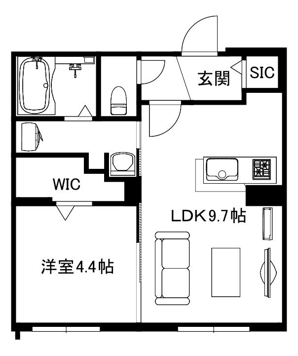 ブランシャールKAI中島公園(1LDK/2階)の間取り写真
