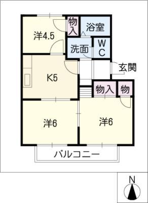 フレグランス今泉(3K/2階)の間取り写真