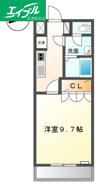 アイディールN(1K/1階)の間取り写真