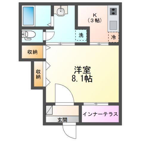 HALELEA・AOBA(1K/1階)の間取り写真